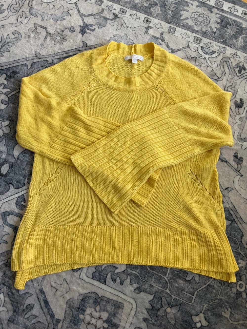 Sunny Yellow Crewneck Sweater, Lightweight Knit